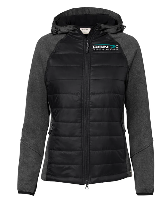 Hakro Kapuzen-Hybridjacke Contrast Damen, Schwarz
