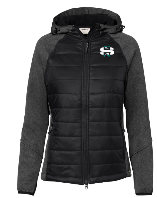 Hakro Kapuzen-Hybridjacke Contrast Damen, Schwarz