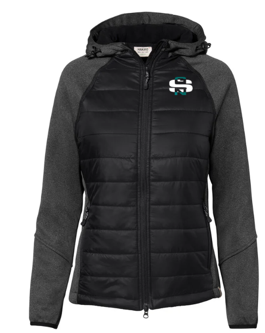 Hakro Kapuzen-Hybridjacke Contrast Damen, Schwarz
