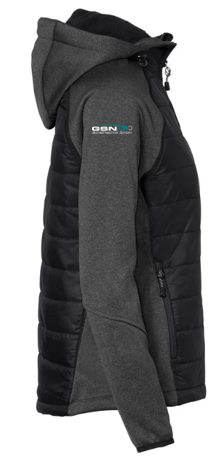 Hakro Kapuzen-Hybridjacke Contrast Damen, Schwarz